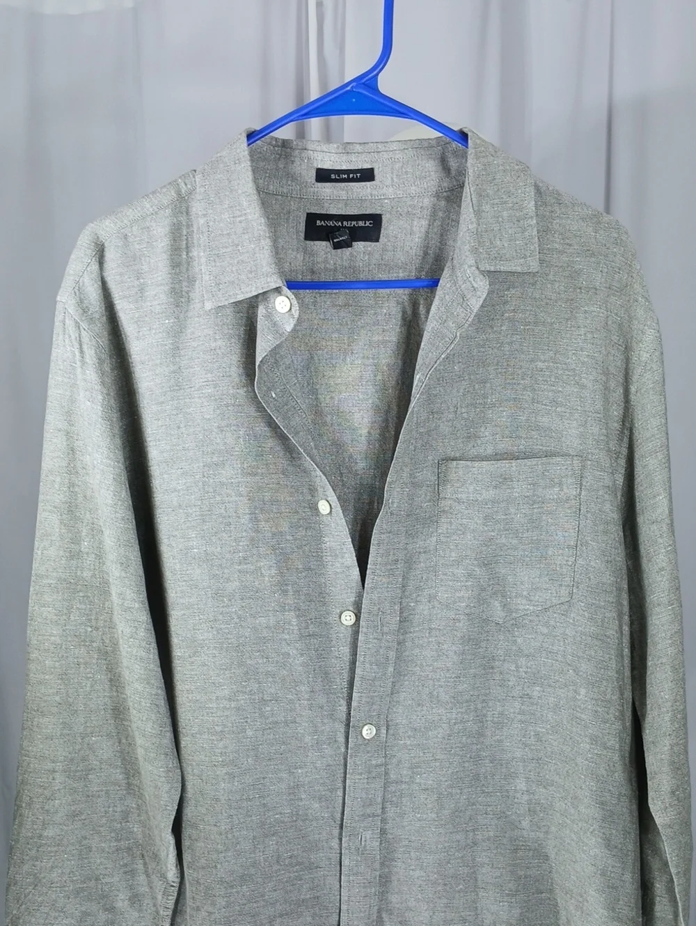 Banana Republic Men's Slim Fit large Light brown linen blend Button-Down Shirt